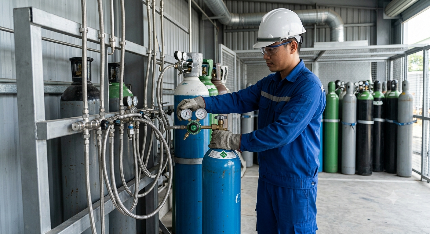 Đảm bảo an toàn khi sử dụng khí công nghiệp